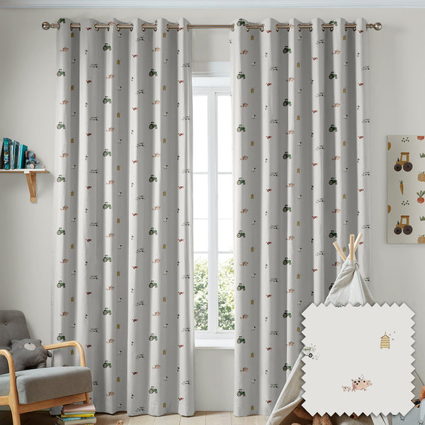 Sophie Allport On The Farm Soft Grey Made To Measure Curtains