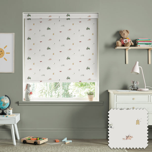sophie allport On the Farm Soft Grey Made to Measure Roller Blind