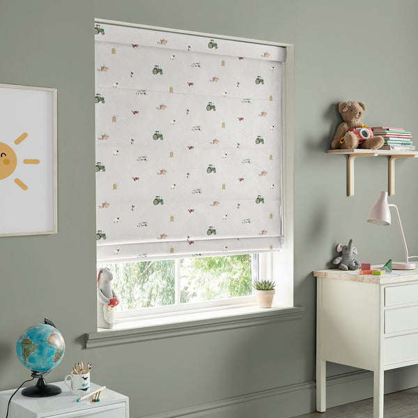 Sophie Allport On The Farm Soft Grey Made To Measure Roman Blind