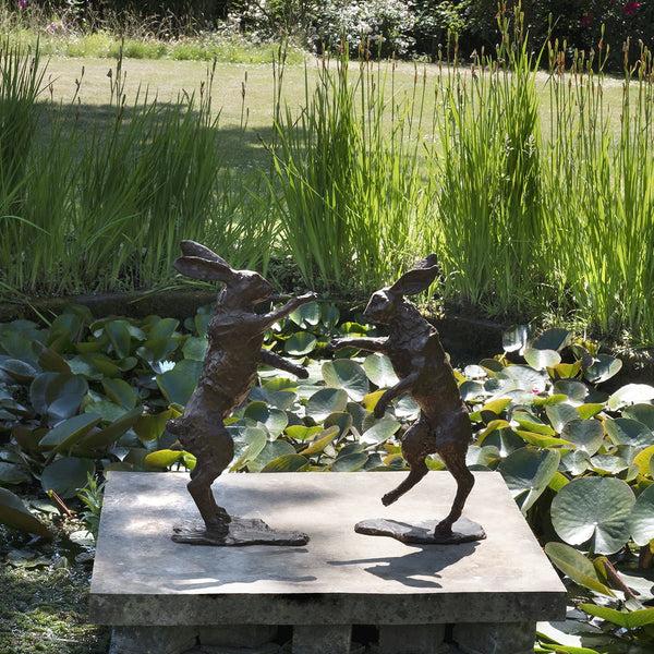 Sophie Allport Pair Of Boxing Hares Bronze Sculpture