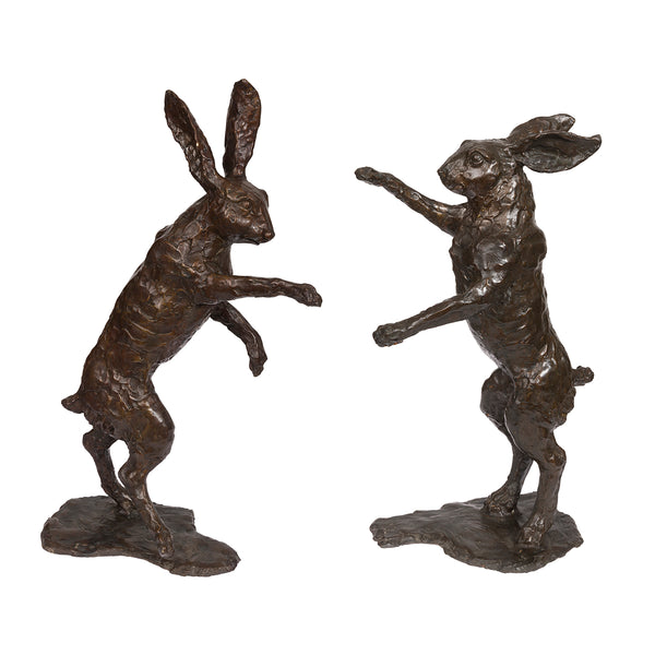 Sophie Allport Pair Of Boxing Hares Bronze Sculpture