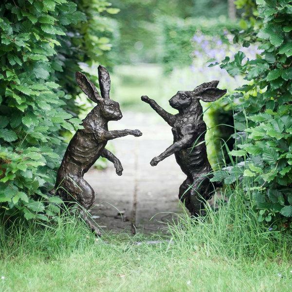 sophie allport Pair Of Boxing Hares Bronze Sculpture