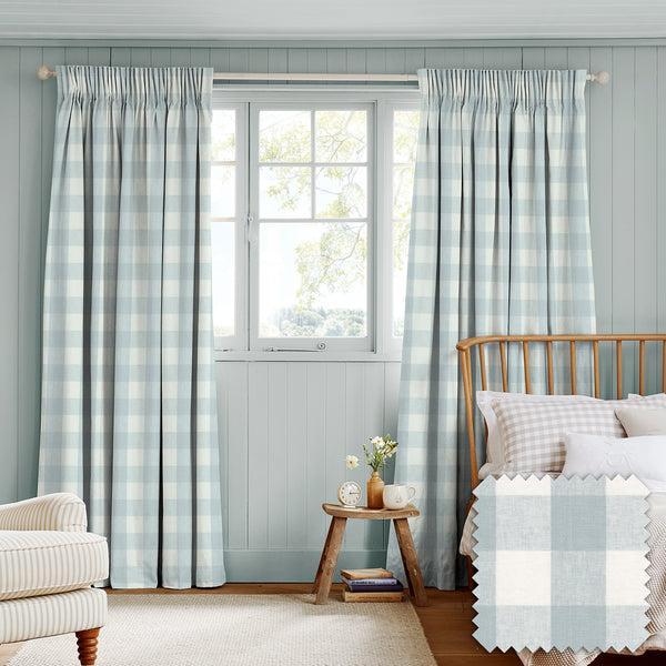 sophie allport Pale Blue Gingham Made to Measure Curtains