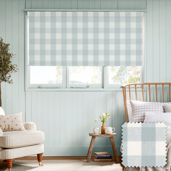 sophie allport Pale Blue Gingham Made to Measure Roller Blind