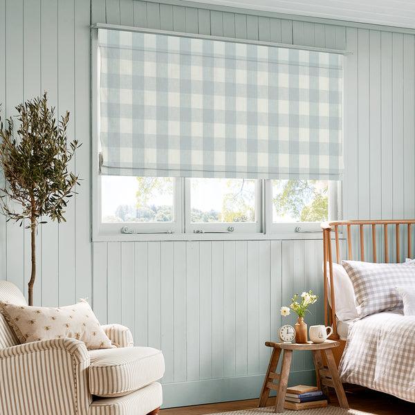 Sophie Allport Pale Blue Gingham Made To Measure Roman Blind