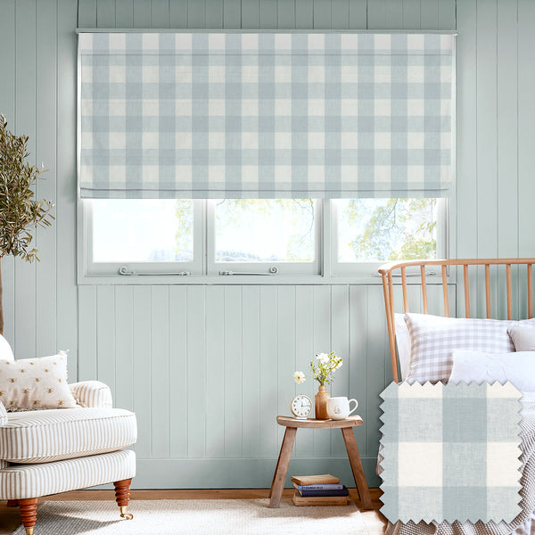 Sophie Allport Pale Blue Gingham Made To Measure Roman Blind