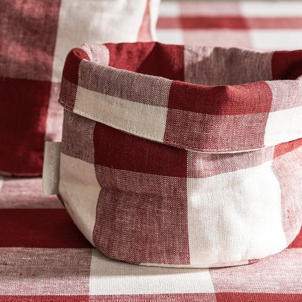 Sophie Allport Rustic Red Gingham Linen Bread Baskets (Set Of 2)