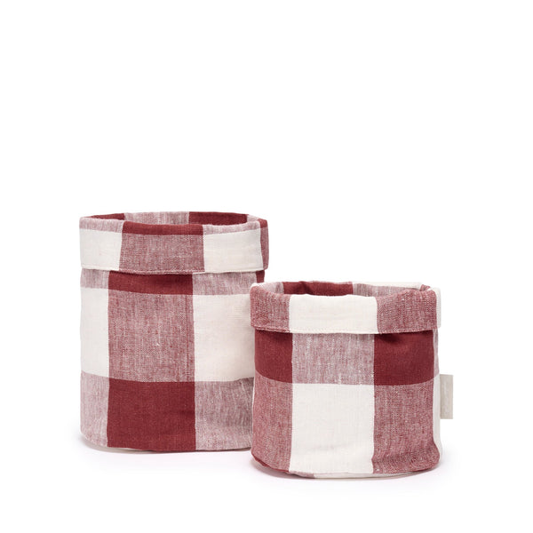 Sophie Allport Rustic Red Gingham Linen Bread Baskets (Set Of 2)