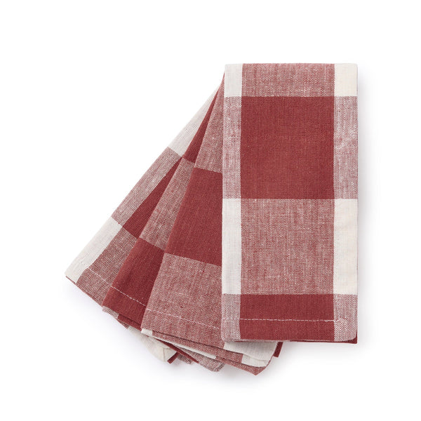 Sophie Allport Rustic Red Gingham Linen Napkins (Set Of 4)