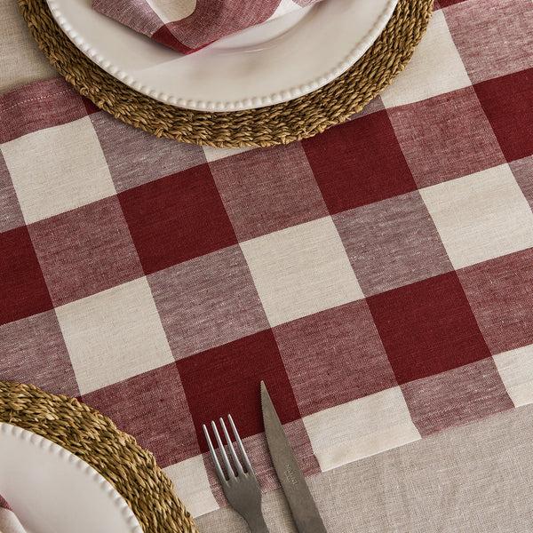 Sophie Allport Rustic Red Gingham Linen Table Runner