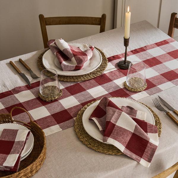 sophie allport Rustic Red Gingham Linen Table Runner