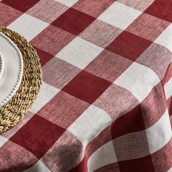 Sophie Allport Rustic Red Gingham Round Linen Tablecloth
