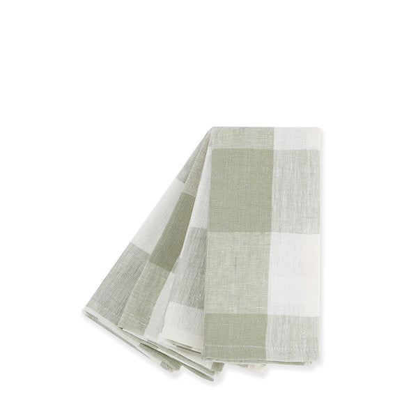 Sophie Allport Sage Green Gingham Linen Napkins (Set Of 4)