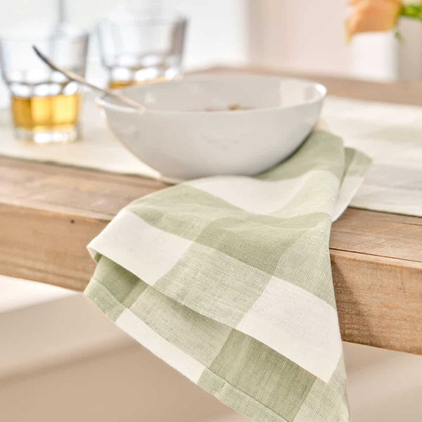 Sophie Allport Sage Green Gingham Linen Napkins (Set Of 4)