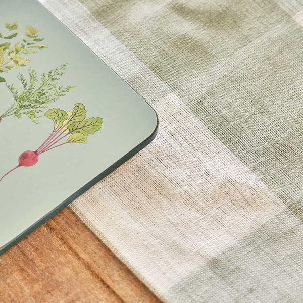 Sophie Allport Sage Green Gingham Linen Table Runner