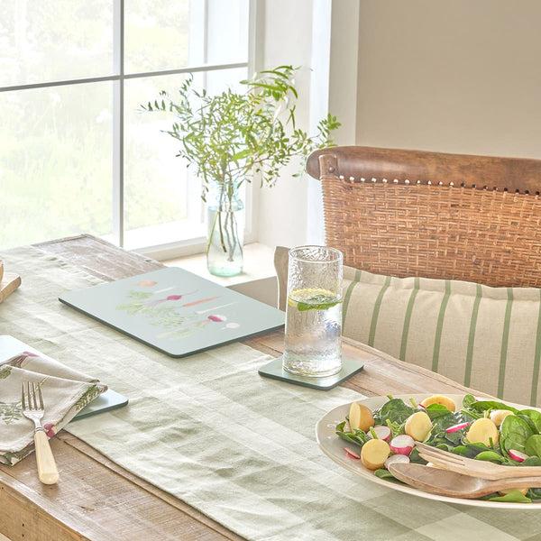 Sophie Allport Sage Green Gingham Linen Table Runner