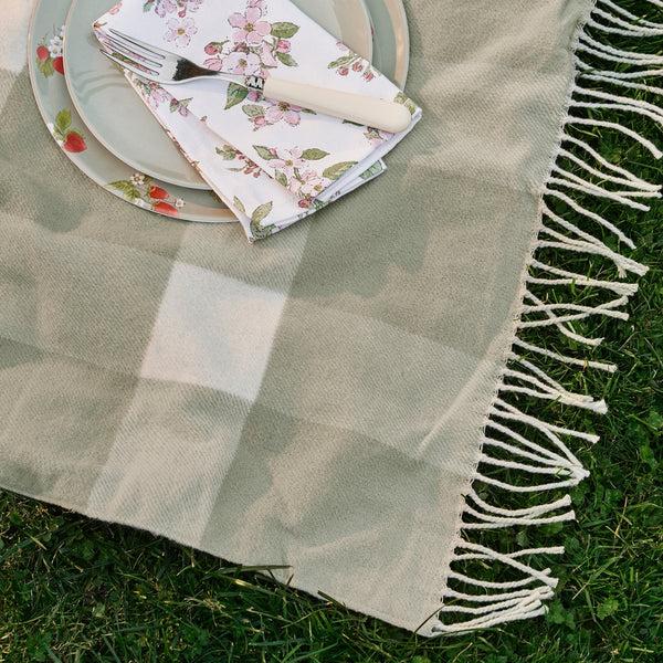 Sophie Allport Sage Green Gingham Woven Picnic Blanket