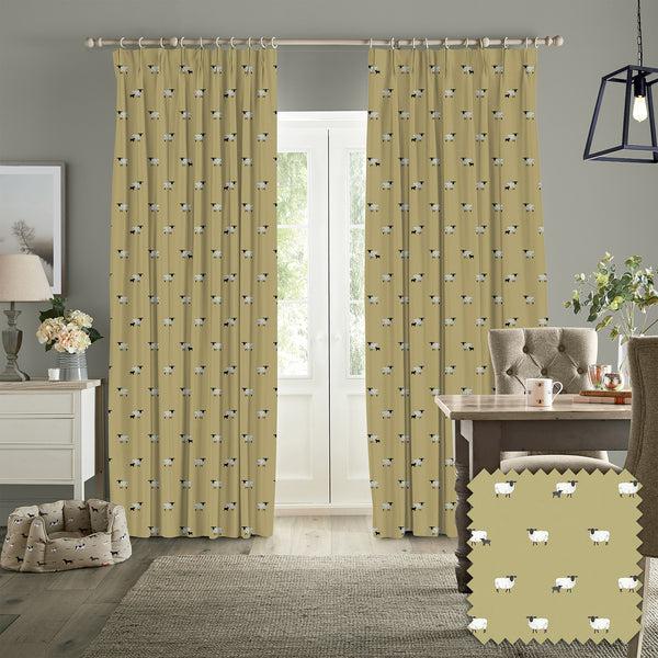 sophie allport Sheep Ochre Made to Measure Curtains