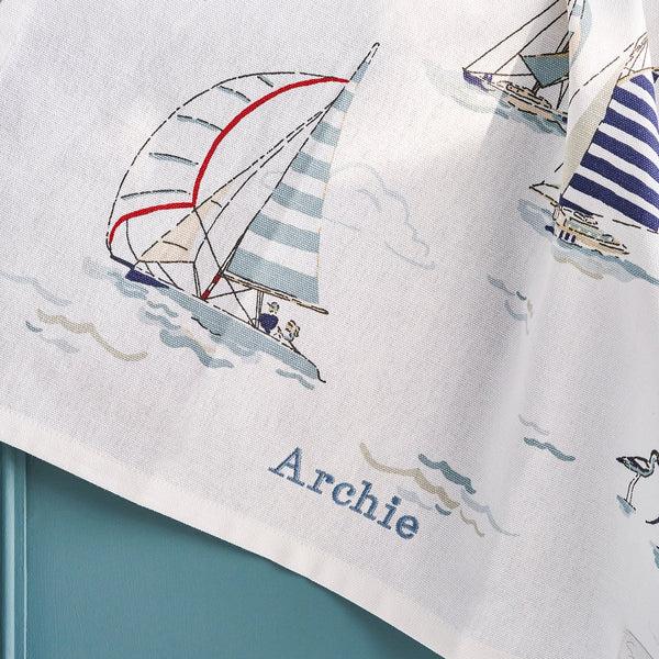 Sophie Allport Coastal Boats Scene Tea Towel