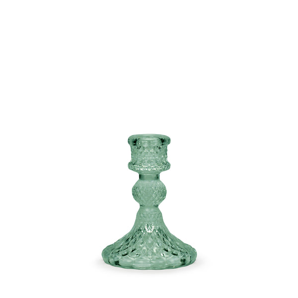 Sophie Allport Green Harlequin Glass Candlestick