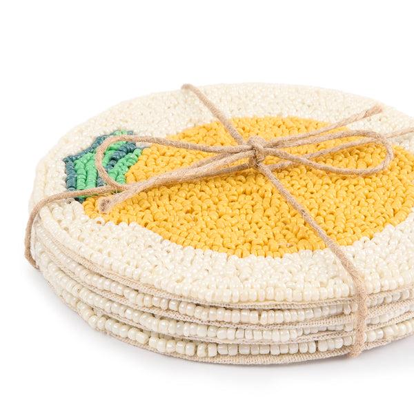 Sophie Allport Lemon Beaded Coasters (Set Of 4)