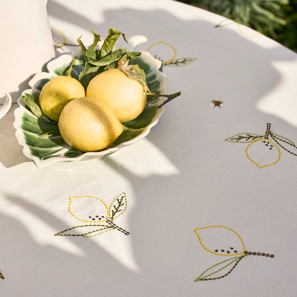 Sophie Allport Lemons Embroidered Round Tablecloth