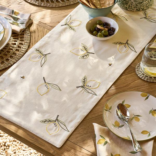 sophie allport Lemons Embroidered Table Runner