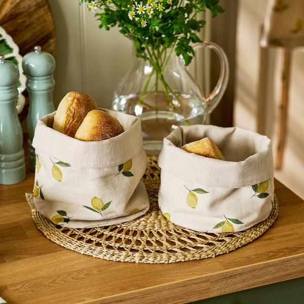 sophie allport Lemons Linen Bread Baskets (Set of 2)