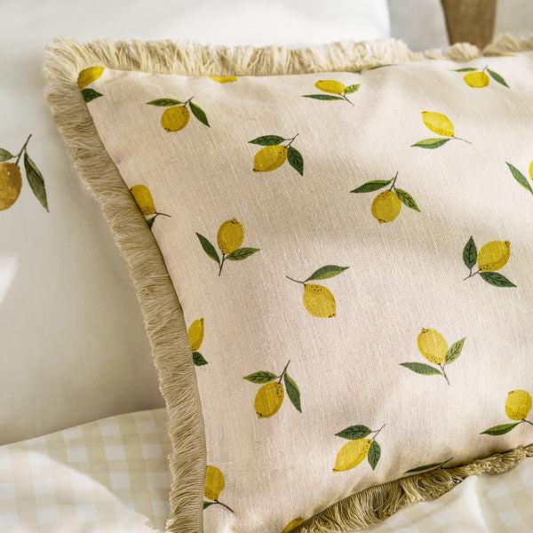 Sophie Allport Lemons Linen Cushion - Rectangular