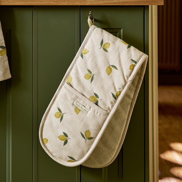 sophie allport Lemons Linen Double Oven Glove