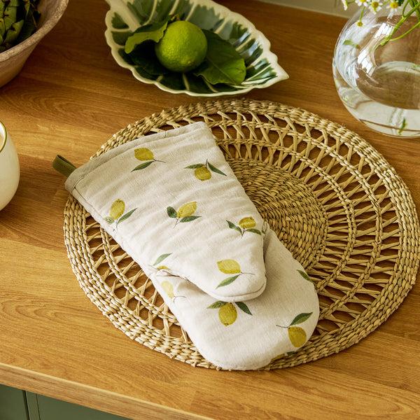 sophie allport Lemons Linen Oven Mitt
