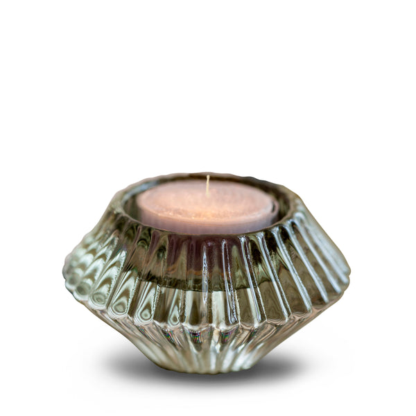 Sophie Allport Light Green Glass Candlestick Duo