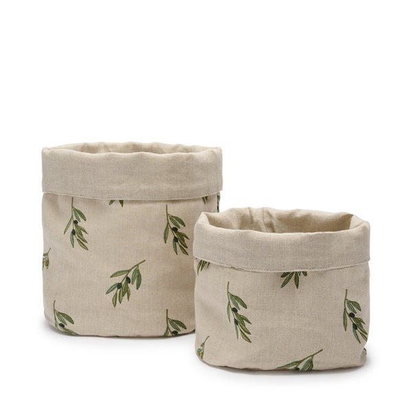 Sophie Allport Olive Linen Bread Baskets (Set Of 2)