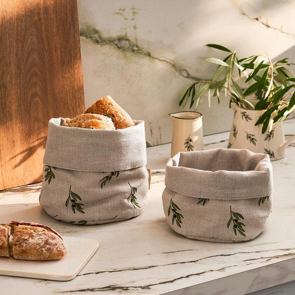 sophie allport Olive Linen Bread Baskets (Set of 2)