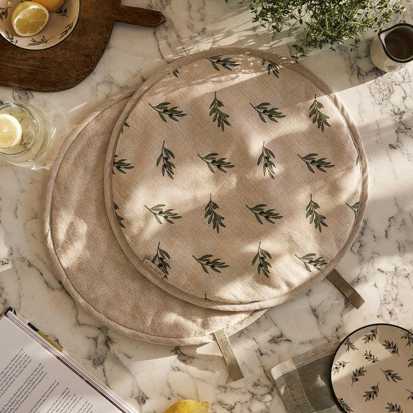 sophie allport Olive Linen Circular Hob Cover