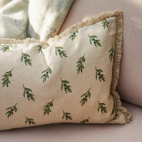 Sophie Allport Olive Linen Cushion - Rectangular