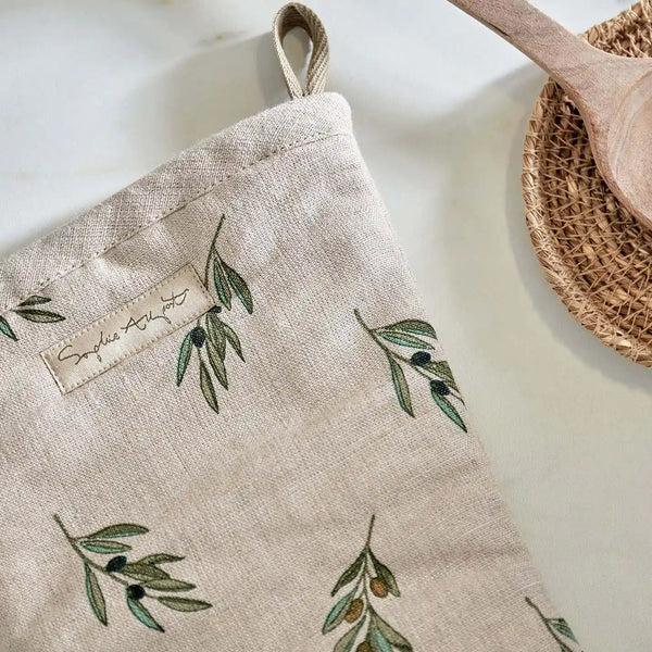 Sophie Allport Olive Linen Oven Mitt