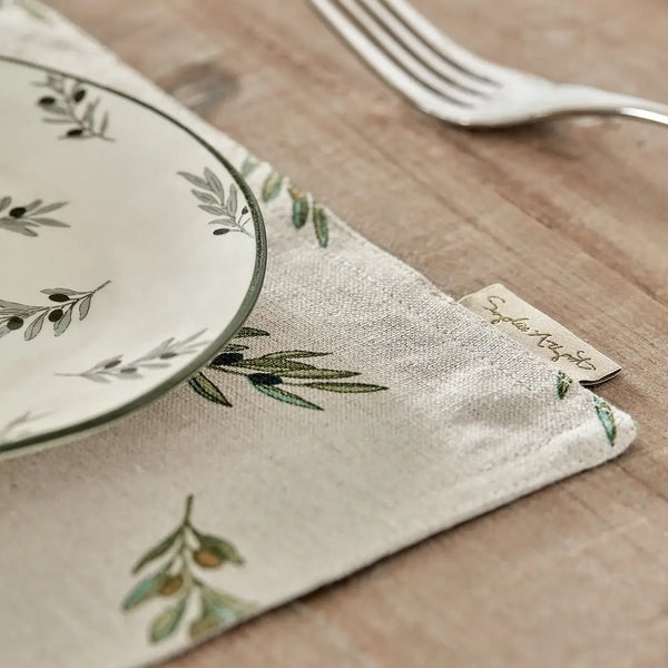 Sophie Allport Olive Linen Placemats (Set Of 2)