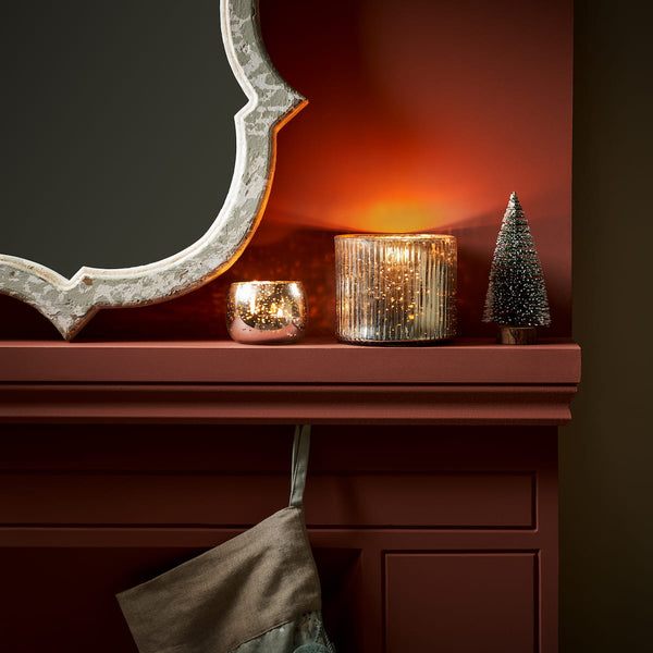 sophie allport Ribbed Silver Glass Candle Holder