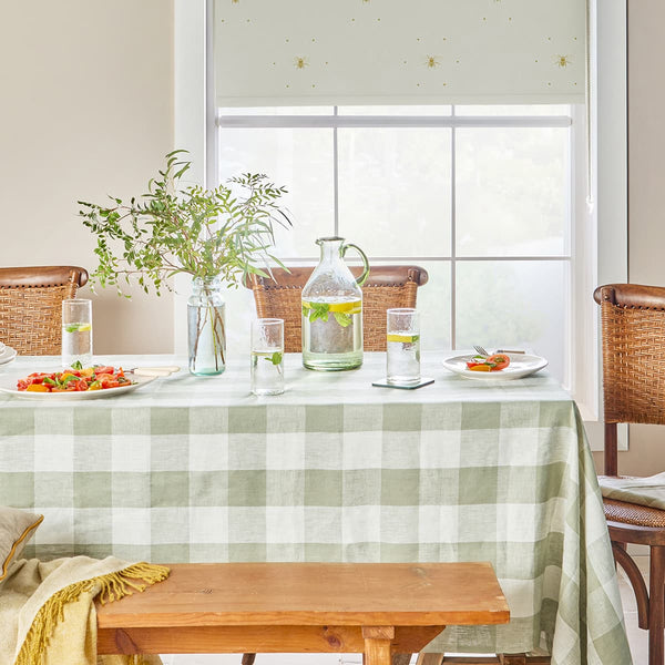 Sophie Allport Sage Green Gingham Linen Tablecloth