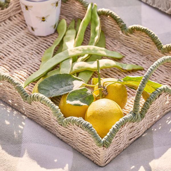 Sophie Allport Scalloped Green Edge Tray