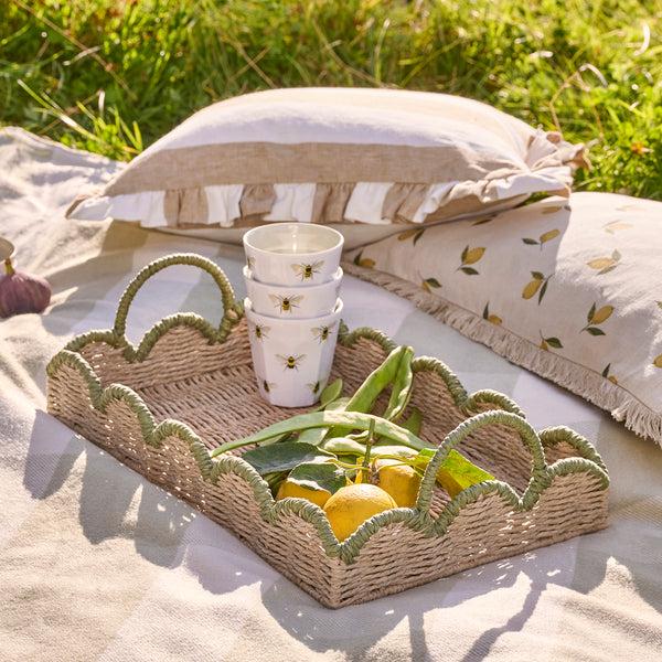 sophie allport Scalloped Green Edge Tray