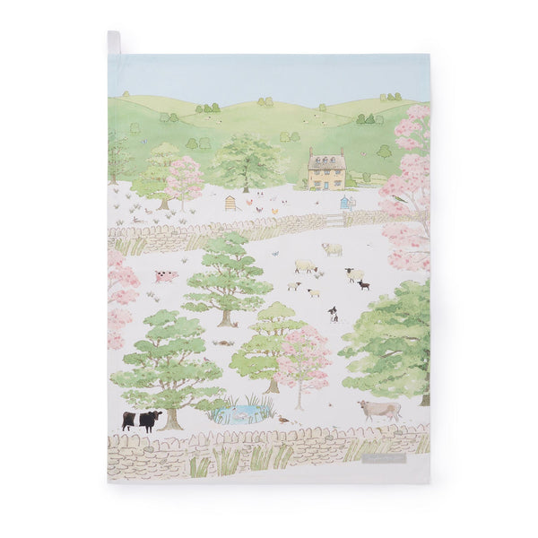 Sophie Allport Spring Cottage Scene Tea Towel