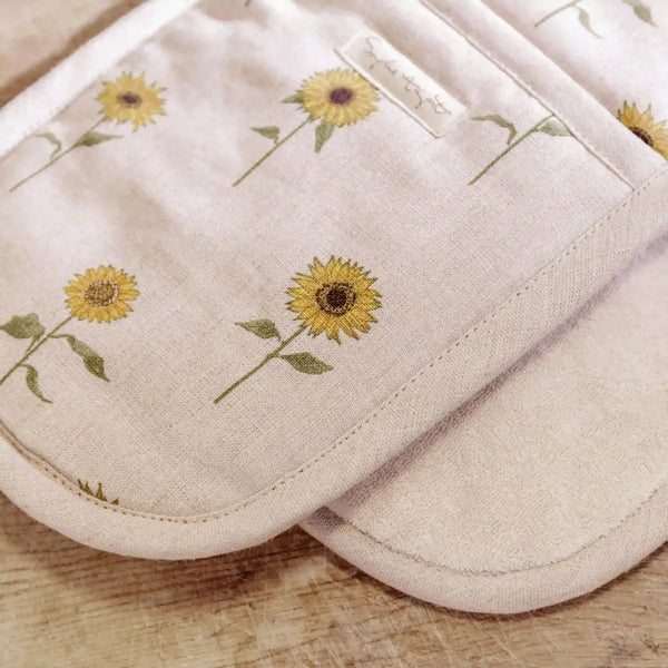 Sophie Allport Sunflower Linen Double Oven Glove
