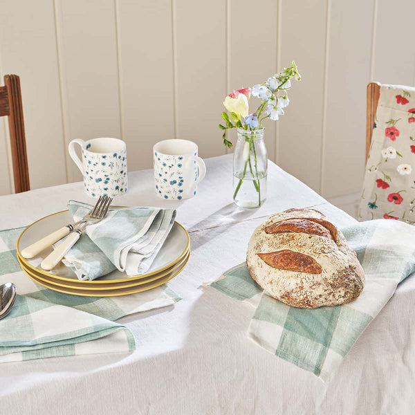 Sophie Allport Teal Gingham Linen Napkins (Set Of 4)