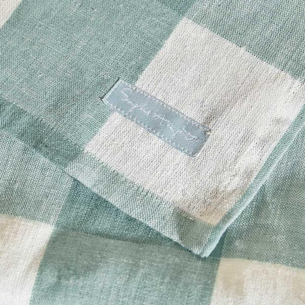 Sophie Allport Teal Gingham Linen Table Runner
