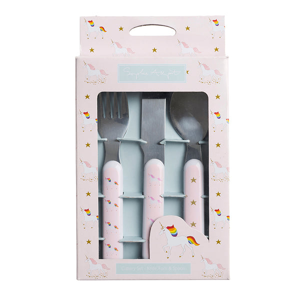 sophie allport Unicorn Kids Melamine Cutlery Set