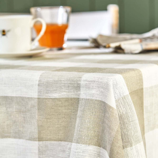 Sophie Allport Warm Stone Gingham Linen Tablecloth