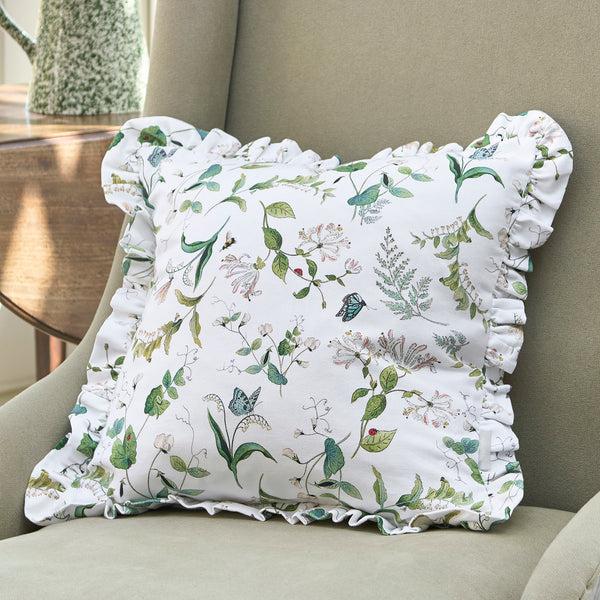 sophie allport Wild Floral Frill Edge Cushion