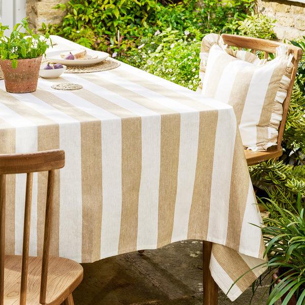sophie allport Witham Sand Stripe Linen Tablecloth